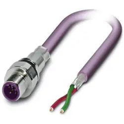Sensor actuator cable, M12-cable plug, straight to open end, 2 pole, 2 m, PUR, purple, 4 A, 1519561