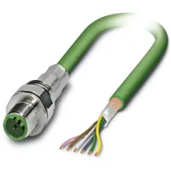 Sensor actuator cable, M12-cable plug, straight to open end, 5 pole, 2 m, PUR, green, 4 A, 1529726