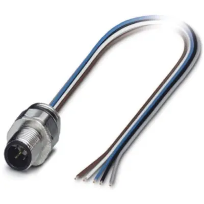 Panel plug, M12, 5 pole, strand connection, straight, 1515057 - 1