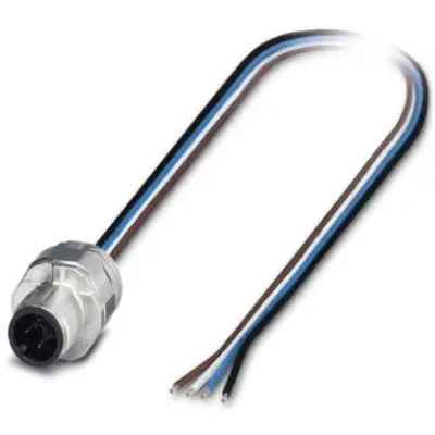 Panel plug, M12, 4 pole, strand connection, SPEEDCON locking, straight, 1523463 - 1