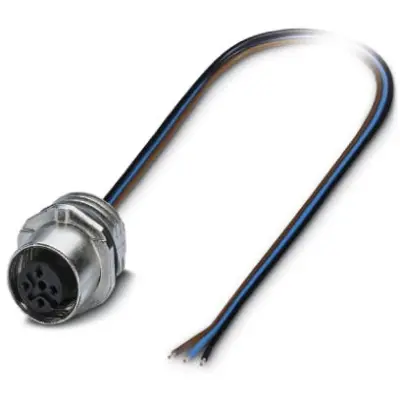 Panel socket, M12, 3 pole, strand connection, SPEEDCON locking, straight, 1459605 - 1