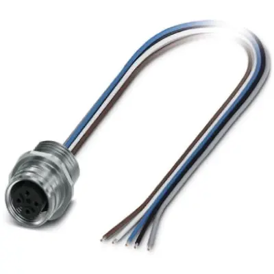 Panel socket, M12, 5 pole, push pull, straight, 1027683 - 1