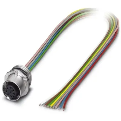 Panel socket, M12, 8 pole, strand connection, SPEEDCON locking, straight, 1523476 - 1