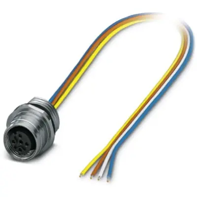 Panel socket, M12, 4 pole, push pull, straight, 1027686 - 1