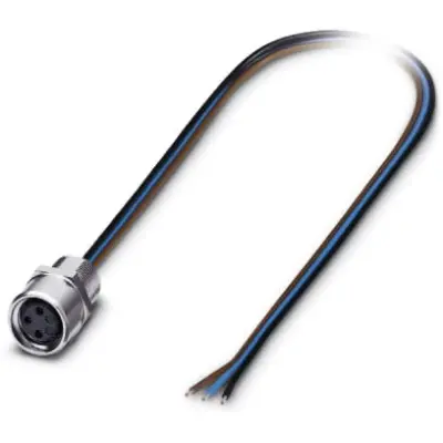 Panel socket, M8, 3 pole, strand connection, straight, 1500350 - 1