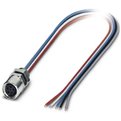 Panel socket, M8, 5 pole, strand connection, straight, 1440106 - 1