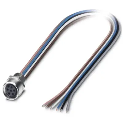 Panel socket, M8, 6 pole, strand connection, straight, 1542677 - 1