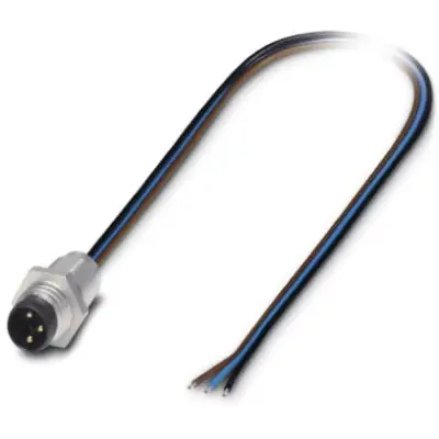 Panel plug, M8, 3 pole, strand connection, straight, 1500334 - 1
