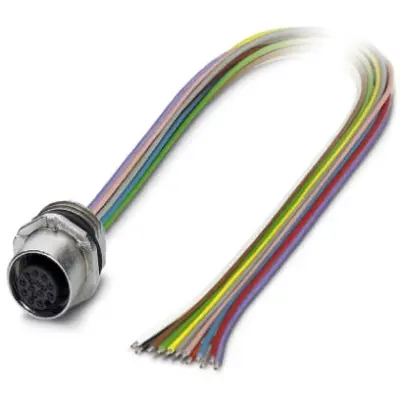 Panel socket, M12, 12 pole, strand connection, straight, 1405242 - 1