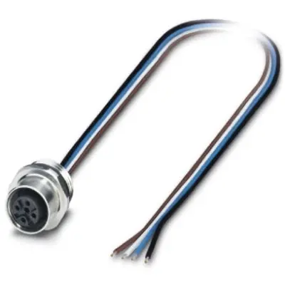 Panel socket, M12, 4 pole, strand connection, straight, 1401206 - 1