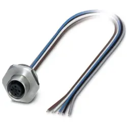 Panel socket, M12, 5 pole, strand connection, straight, 1408454