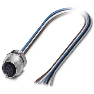 Panel socket, M12, 5 pole, strand connection, straight, 1671098 - 1