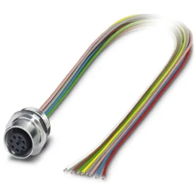 Panel socket, M12, 8 pole, strand connection, straight, 1458842 - 1
