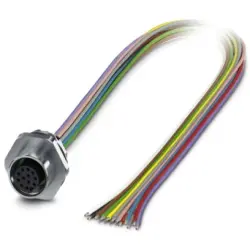 Panel socket, M12, 8 pole, strand connection, straight, 1411573