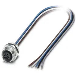 Panel socket, M12, 5 pole, strand connection, straight, 1452343