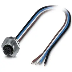 Sensor actuator cable, M12-cable socket, straight to open end, 4 pole, 0.5 m, TPE, 4 A, 1411569