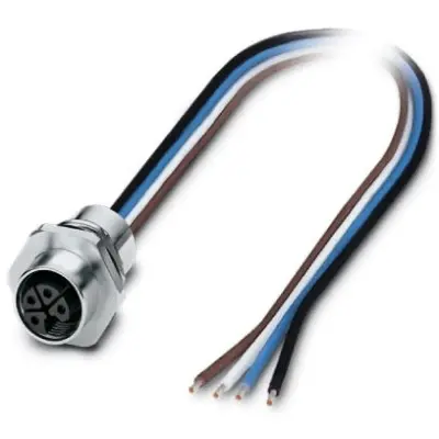 Panel socket, M12, 4 pole, strand connection, straight, 1425632 - 1