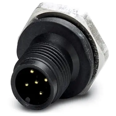 Plug, M12, 5 pole, solder connection, screw locking, straight, 1436398 - 1