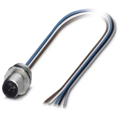 Panel plug, M12, 5 pole, strand connection, straight, 1671111 - 1