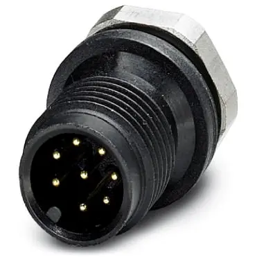 Plug, M12, 8 pole, solder connection, screw locking, straight, 1436440 - 1