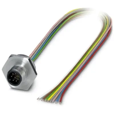 Panel plug, M12, 8 pole, strand connection, straight, 1452107 - 1