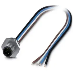 Sensor actuator cable, M12-cable plug, straight to open end, 4 pole, 0.5 m, TPE, 4 A, 1411578