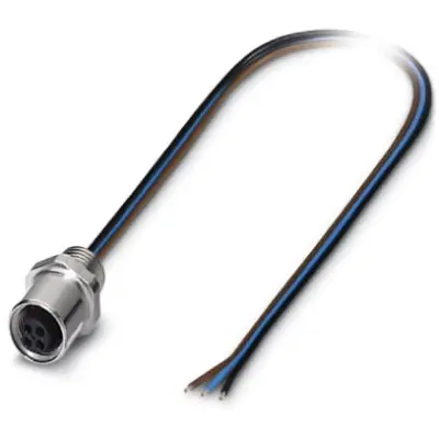 Panel socket, M5, 3 pole, strand connection, straight, 1530605 - 1