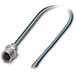 Panel socket, M5, 4 pole, strand connection, straight, 1530618