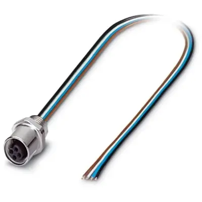 Panel socket, M5, 4 pole, strand connection, straight, 1530618 - 1