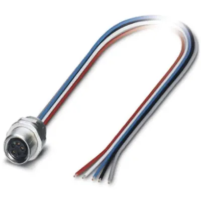 Panel socket, M8, 5 pole, strand connection, straight, 1424233 - 1