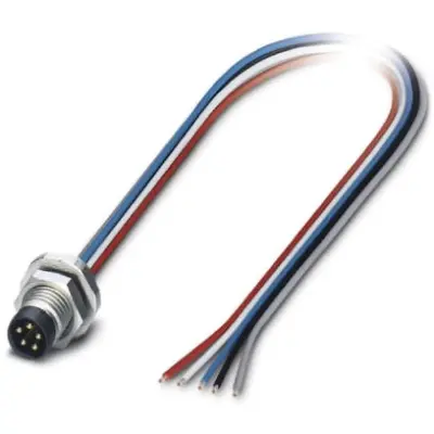 Panel plug, M8, 5 pole, strand connection, straight, 1424234 - 1