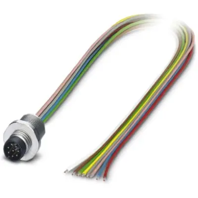 Panel plug, M8, 8 pole, strand connection, straight, 1424232 - 1
