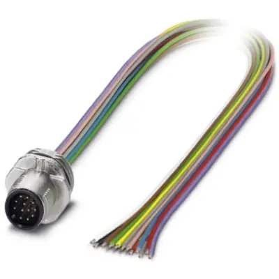 Panel plug, M12, 12 pole, strand connection, SPEEDCON locking, straight, 1556265 - 1