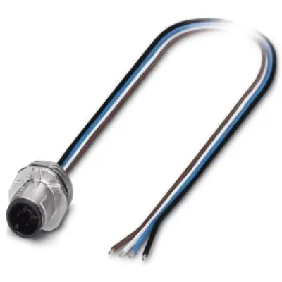Panel plug, M12, 4 pole, strand connection, SPEEDCON locking, straight, 1523450 - 1