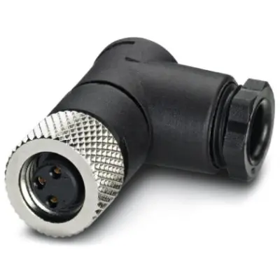 Jack, M8, 4 pole, solder connection, screw locking, angled, 1513444 - 1