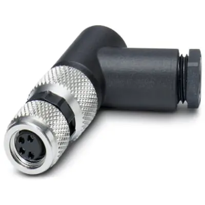 Jack, M8, 4 pole, screw connection, screw locking, angled, 1407584 - 1