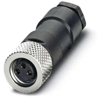 Jack, M8, 3 pole, solder connection, screw locking, straight, 1681172 - 1