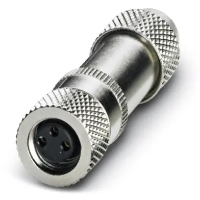 Jack, M8, 3 pole, solder connection, screw locking, straight, 1506927 - 1