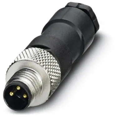 Plug, M8, 3 pole, solder connection, screw locking, straight, 1681156 - 1
