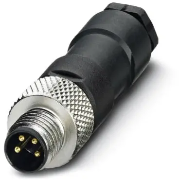 Plug, M8, 4 pole, solder connection, screw locking, straight, 1681169 - 1