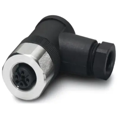 Jack, M12, 4 pole, screw connection, screw locking, angled, 1553284 - 1
