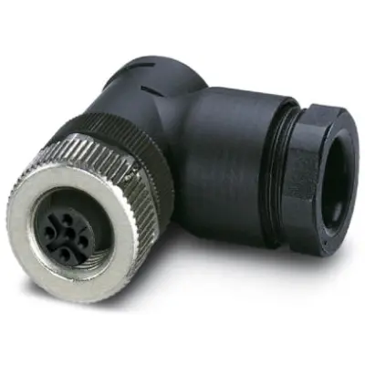 Jack, M12, 4 pole, screw connection, screw locking, angled, 1408991 - 1
