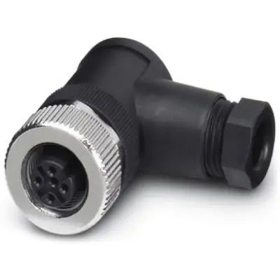 Jack, M12, 5 pole, screw connection, screw locking, angled, 1662984 - 1