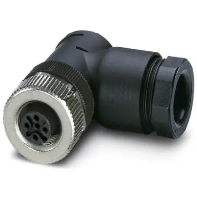 Jack, M12, 5 pole, screw connection, screw locking, angled, 1408993 - 1