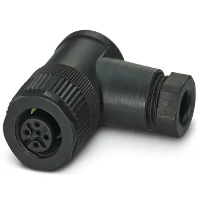 Jack, M12, 5 pole, screw connection, screw locking, angled, 1500790 - 1