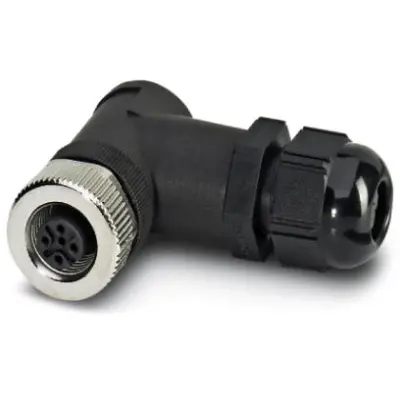 Jack, M12, 5 pole, screw connection, screw locking, angled, 1556812 - 1