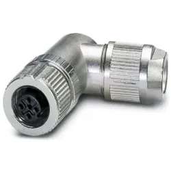 Jack, M12, 3 pole, push-in, screw locking, angled, 1424698