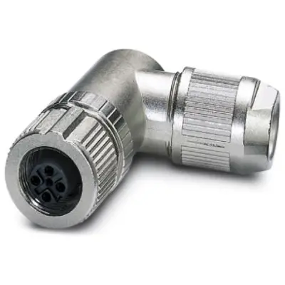 Jack, M12, 4 pole, push-in, screw locking, angled, 1424685 - 1
