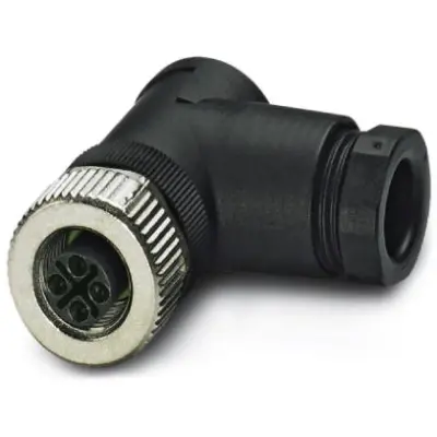 Jack, M12, 3 pole, screw connection, screw locking, angled, 1419642 - 1