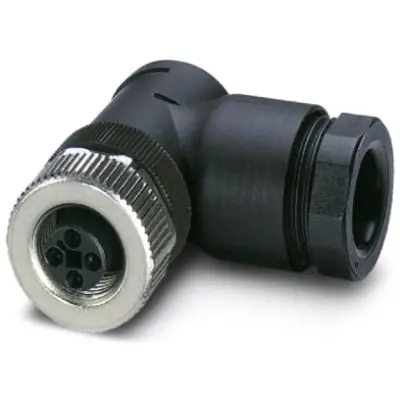 Jack, M12, 4 pole, screw connection, screw locking, angled, 1408989 - 1